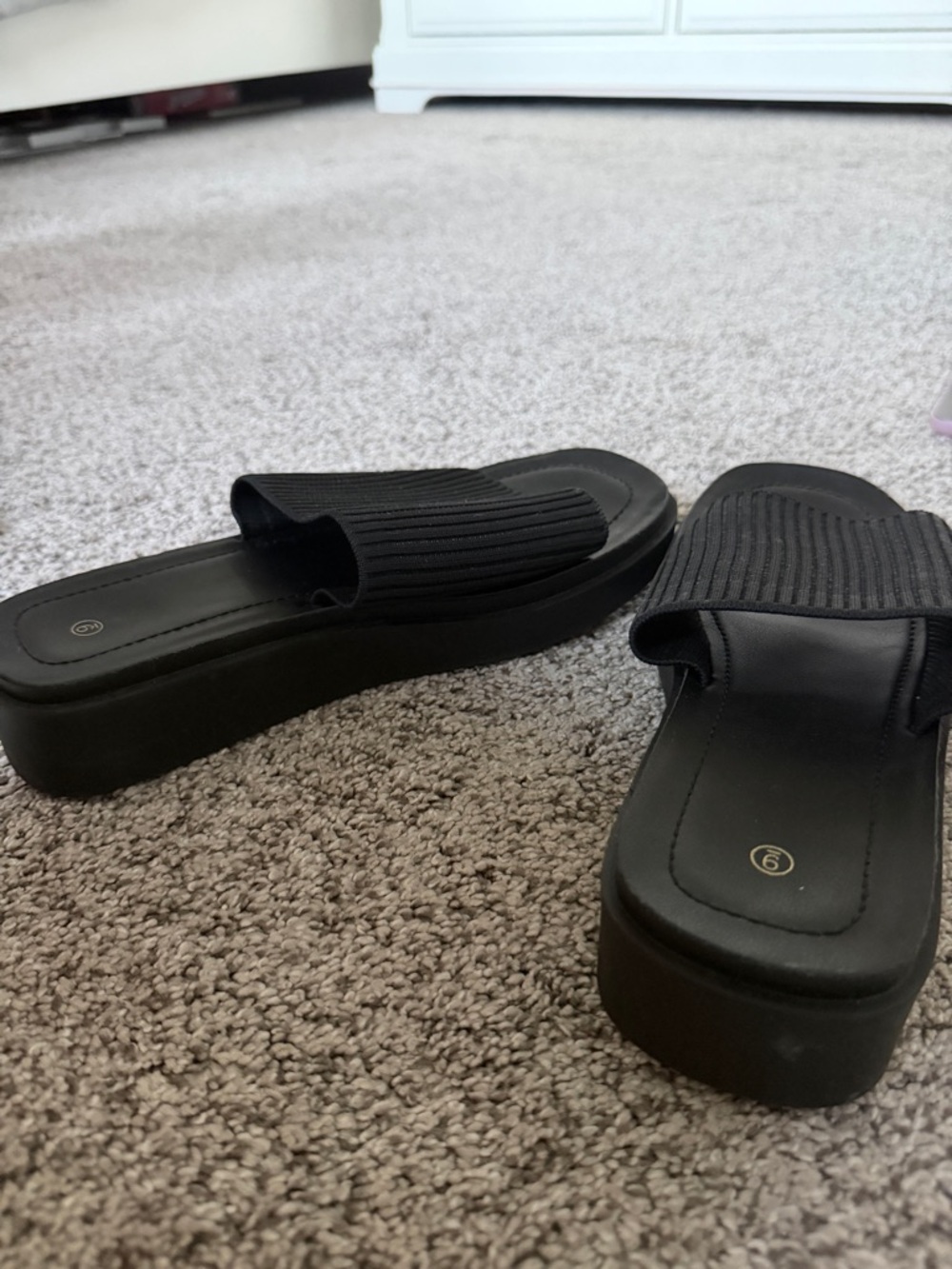 Black Platform Slide Sandals - Women's Casual Slip-On